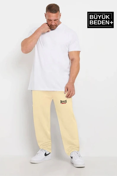 Erkek Büyük Beden Buyuk Brooklyn Baskılı İnce Eşofman Altı  SPR25BEA50