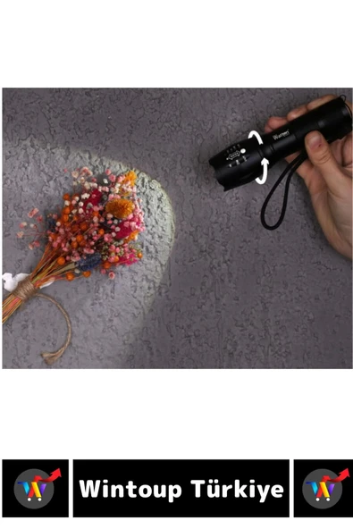 Kompakt Kamp Avcı Balıkçı Deprem Enerji Tasarruflu 4 Modlu Zoomlu Güçlü Beyaz Işık Şarjlı EL FENERİ - 5