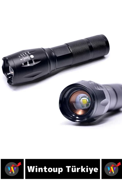 Kompakt Kamp Avcı Balıkçı Deprem Enerji Tasarruflu 4 Modlu Zoomlu Güçlü Beyaz Işık Şarjlı EL FENERİ - 2