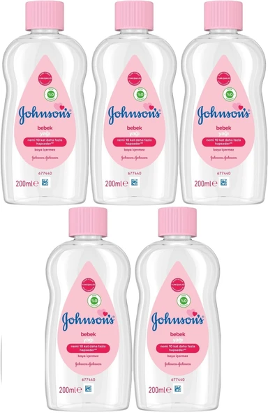 Johnsons Baby Bebek Yağı 200ML Nemlendirici (Pembe) (5 Li Set)