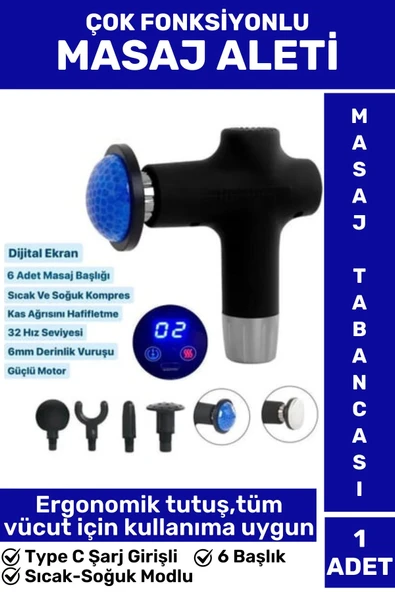 Ergonomik Kol Bacak Sırt Bel 6 Başlıklı Sıcak Soğuk Mod Yüksek Titreşim Spor Fitness Kas Masaj Aleti