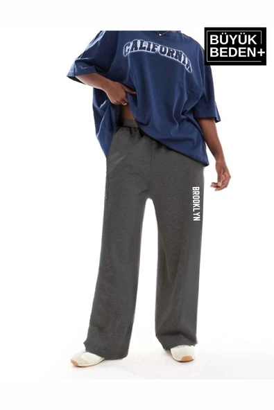 Kadın Büyük Beden Brooklyn Baskılı İnce Eşofman Altı  SPR25BEAK54 - 10