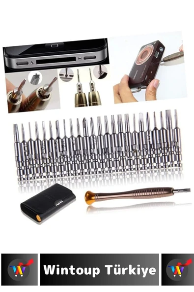 Premium Kompakt Cep Boy 1 Tornavida Kalemi 24 Uç Elektronik Tamirat Cüzdanlı Mini Tornavida Seti - 3