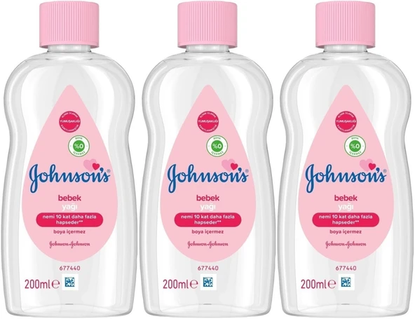 Johnsons Baby Bebek Yağı 200ML Nemlendirici (Pembe) (3 Lü Set)