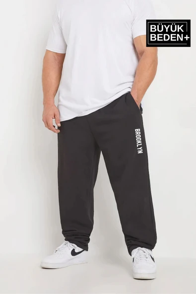 Erkek Büyük Beden Brooklyn Baskılı İnce Eşofman Altı SPR25BEA54 - 8