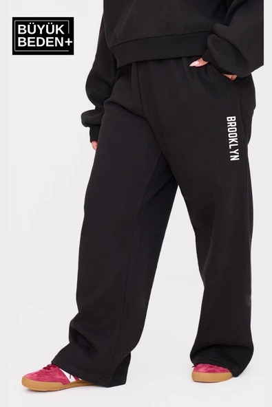 Kadın Büyük Beden Brooklyn Baskılı İnce Eşofman Altı  SPR25BEAK54 - 2