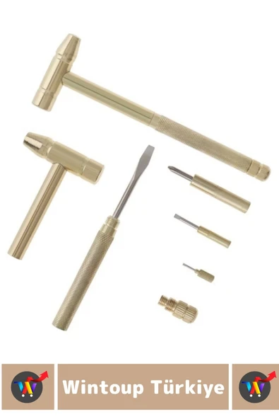 Premium Kompakt Hafif Pratik Tamirat Ev Banyo Bahçe 5 in 1 Çok Amaçlı Çekiç Tornavida Tamir Seti - 2