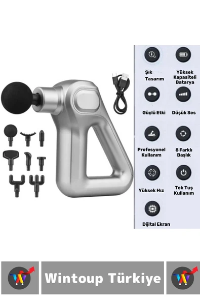 Ergonomik Kol Bacak Sırt Bel 8 Başlıklı 12 Hız Seviyeli Yüksek Titreşim Spor Fitness Kas Masaj Aleti - 3