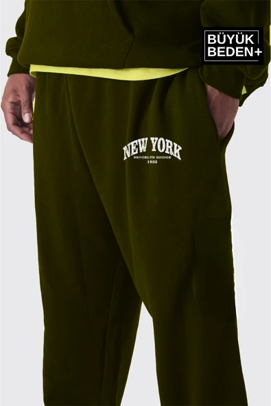 Erkek Büyük Beden Paça Lastikli New York Baskılı İnce Eşofman Altı  SPR25BEA48 - Resim 10