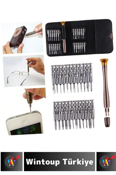 Premium Kompakt Cep Boy 1 Tornavida Kalemi 24 Uç Elektronik Tamirat Cüzdanlı Mini Tornavida Seti - 2