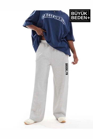 Kadın Büyük Beden Brooklyn Baskılı İnce Eşofman Altı  SPR25BEAK54 - 8