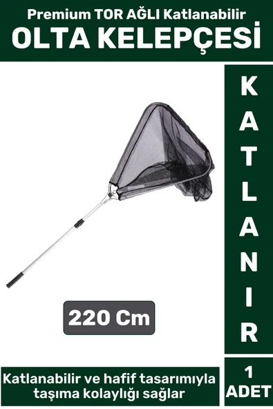 Premium Profesyonel Hobi Kıyı Av Balıkçı TOR AĞLI Katlanabilir OLTA KELEPÇESİ 220 Cm