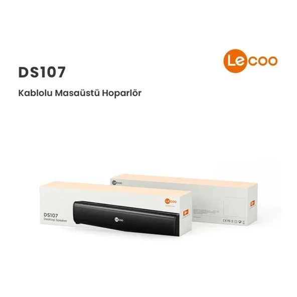 LENOVO LECOO DS107 Stereo USB AUX Siyah 6w RMS Soundbar Speaker - Resim 5