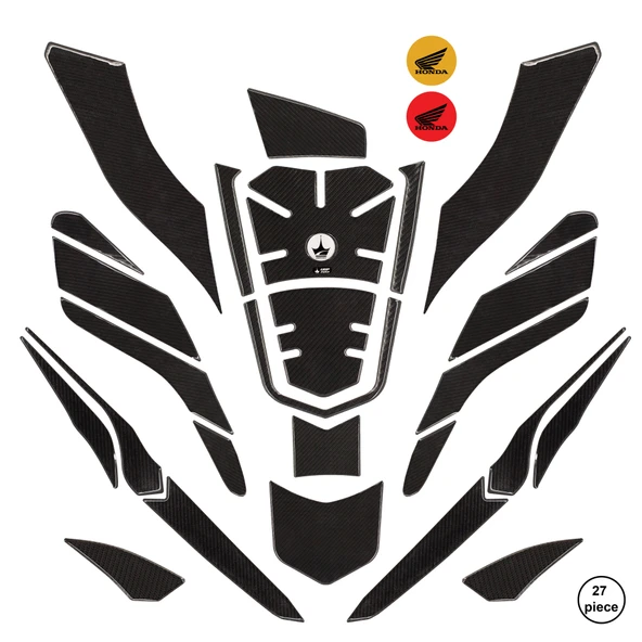 Honda PCX125 2021-2024 ile Uyumlu Kaydırmaz 6D Karbon 27 Parça Tank Pad Seti GC19 ürün görseli