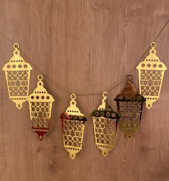 Ramazan Özel Dekoratif Altın Pleksi Duvar Süsü 6'lı Set