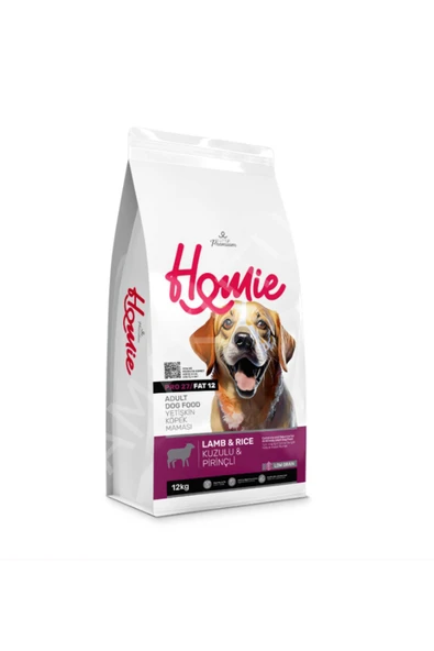 Homie Düşük Tahıllı Kuzulu Ve Pirinçli Yetişkin Köpek Maması 12 KG