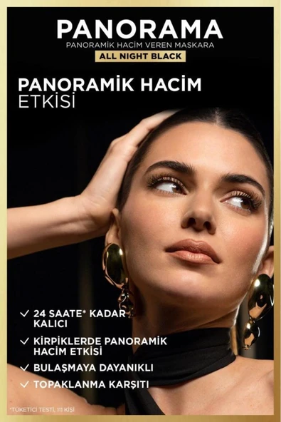 L'OREAL PARİS Panorama Hacim Veren Maskara All Night Black - Siyah - 2