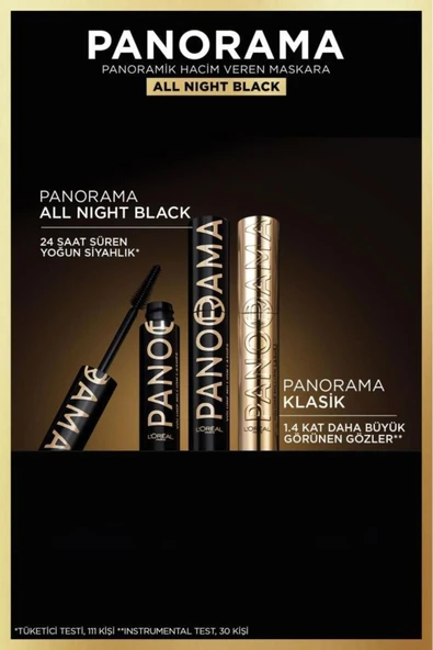 L'OREAL PARİS Panorama Hacim Veren Maskara All Night Black - Siyah - 4