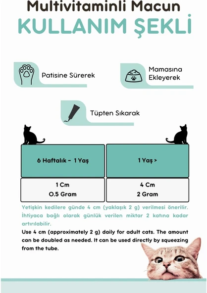 Vitpaw Kediler Için Vücut Direnci ve Tüy Sağlık Seti (Multi Paste ve B+ Complex Damla) - 5
