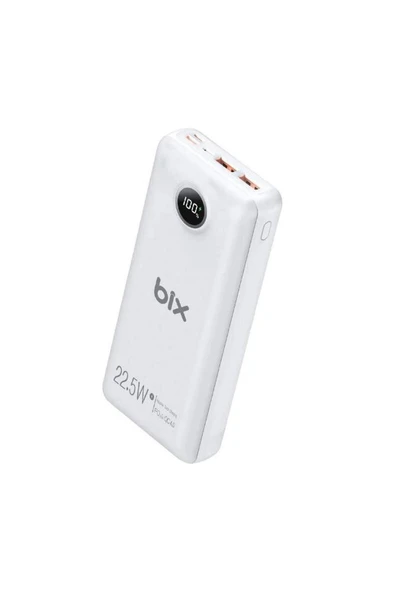 Bix Pb201 20000mah 22.5w 3 Çıkışlı Usb Qc 4.0 Type-c Pd Lcd Göstergeli Powerbank Beyaz