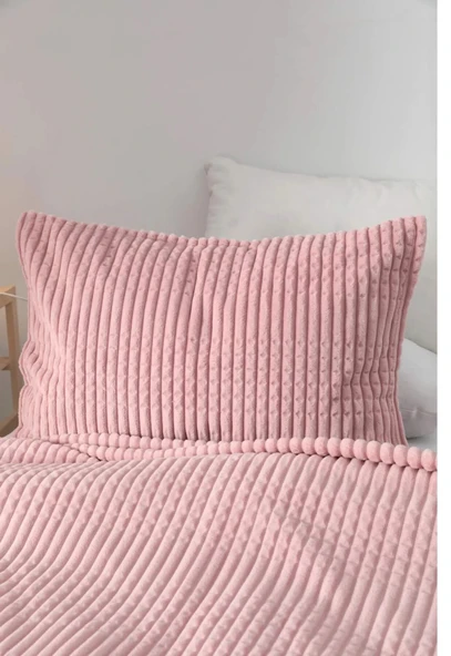 Merinos Tek kişilik  Modern Line 2 Parça Battaniye Seti Sense pudra - 2