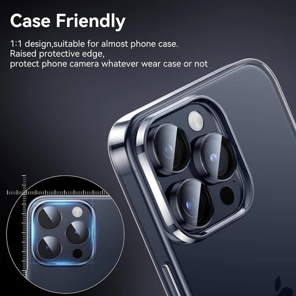 iPhone 15 Pro / iPhone 15 Pro Max Raze Metal Kamera Lens Koruyucu - 10
