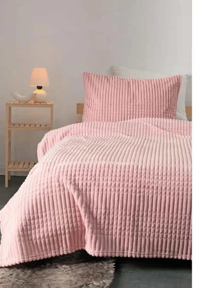 Merinos Tek kişilik  Modern Line 2 Parça Battaniye Seti Sense pudra