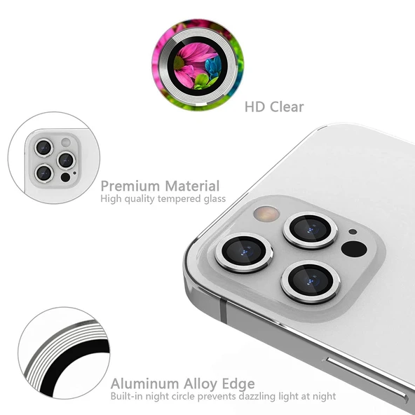 iPhone 15 Pro / iPhone 15 Pro Max Raze Metal Kamera Lens Koruyucu - 8
