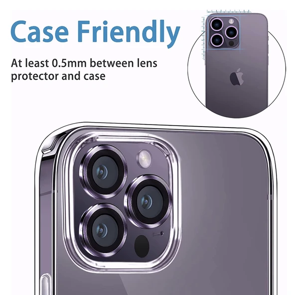 iPhone 14 Pro / iPhone 14 Pro Max Raze Metal Kamera Lens Koruyucu - 3