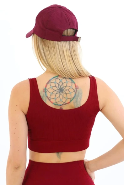 Özel Üretim Göğüs Toparlayıcı Sarkma Önleyen Spor Günlük Kalın Askılı Pedli Fitilli Crop Büstiyer - 4