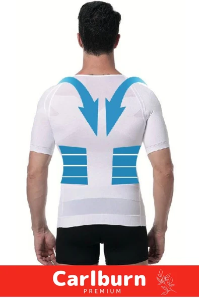 Bel Göğüs Dik Duruş Jinekomasti Toparlayıcı Erkek Göbek Sıkılaştırıcı Kısa Kol Korse Atlet 3 Adet - Resim 2