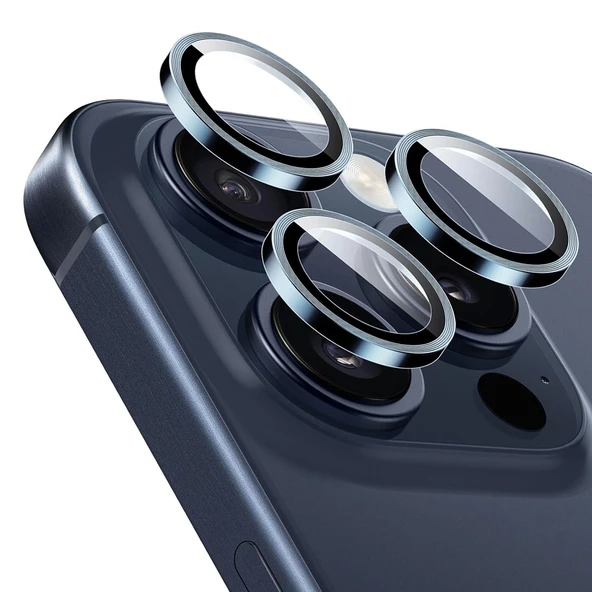 iPhone 15 Pro / iPhone 15 Pro Max Raze Metal Kamera Lens Koruyucu - 9