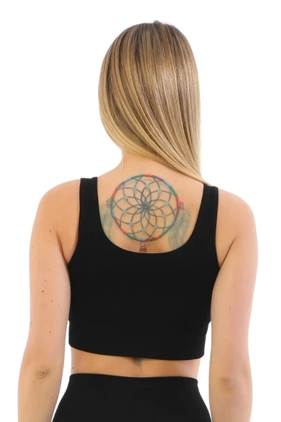 Özel Üretim Göğüs Toparlayıcı Sarkma Önleyen Spor Günlük Kalın Askılı Pedli Fitilli Crop Büstiyer - 5