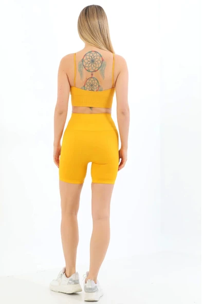 Özel Üretim Göğüs Toparlayıcı Sarkma Önleyen Spor Günlük İnce İp Askılı Pedli Fitilli Crop Büstiyer - 3