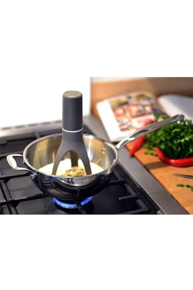 Çorba Karıştırıcı Portatif Pilli Otomatik Tencere Pratik Çorba Yoğurt Yemek Sos Çırpıcı - 3