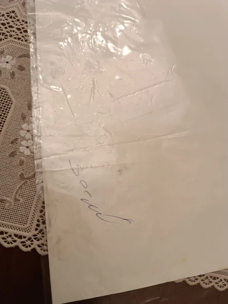 Ebru Sanatı -  Sarı Ebru Zemin üzerine Lale kompozisyon Ebruzen, Ressam: Serpil ( Tunca ) imzası .Ebat : 34x 49 cm. - 4