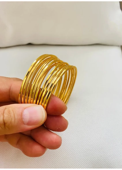 22 AYAR GOLD RENK OLUKLU AJDA BİLEZİK  ( 3 ADET FİYATIDIR ) - 2