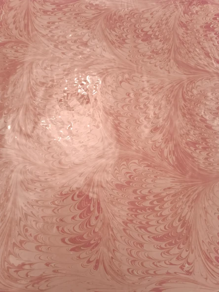 Ebru Sanatı -  Pembe Ebru Zemin üzerine klasik kompozisyon Ebruzen, Ressam: Serpil ( Tunca ) imzası .Ebat : 34x 49 cm. - 2