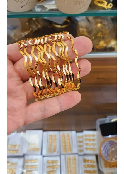 22 GOLD RENK ZİKZAK AJDA  BİLEZİK ( 3 ADET SET FİYATIDIR )