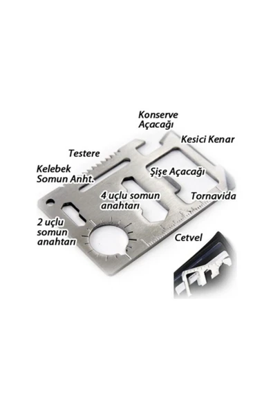 9 fonksiyonlu Acil Durum Kiti, Açacak Kesici Testere Somun Tornavida Cetvel Fonksiyonlu Set - 2