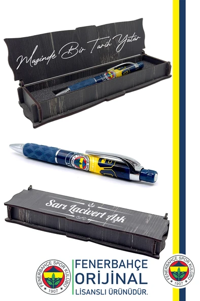 Fenerbahçe Orijinal Lisanslı Uçlu Kalem 0.7 Hediyelik Ahşap Kutulu