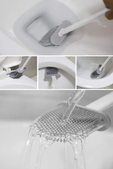 Beyaz Klozet Fırçası Silikonlu Banyo Tuvalet Fırçası Ve Tutucu Seti Beyaz - 3