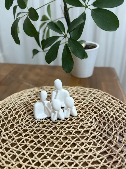 Dekoratif Obje Biblo Heykel Beton Iki Çocuklu Aile Set - 2