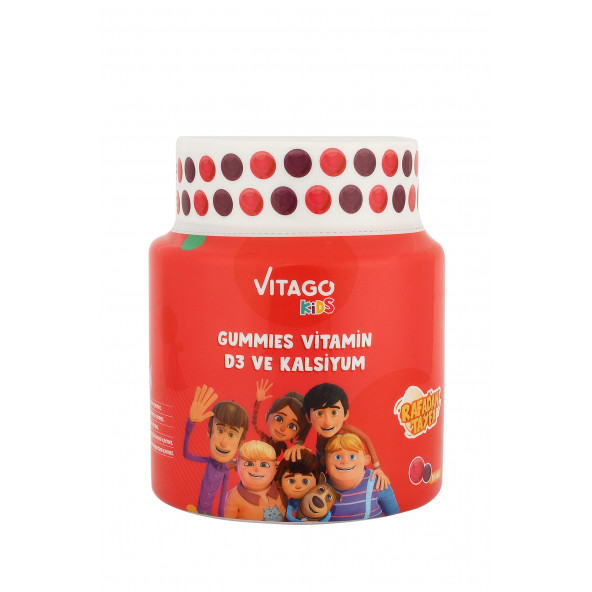 Vitago Kids Gummies D3 Vitamini, Kalsiyum İçeren 30 Adet Çiğnenebilir Gummy Jel