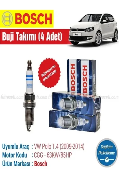 Bosch CGG VW Polo 1.4 Uyumlu %100 Orijinal Bosch İridyum LPG Buji Takımı Motor No: CGG 4 ADET