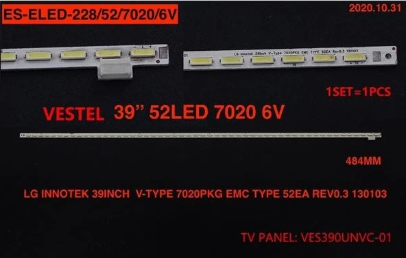 BM-5054 (1X52LED 48,5CM) VESTEL 39" RTL0516 LG INNOTEK 39İNCH V-TYPE 7020PKG EMC TYPE 52EA ,  39INCH V1B 7020PKG 52EA ürün görseli 1