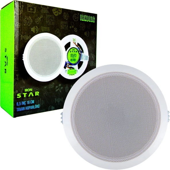 İRONSTAR IRH1016 16CM TRAFOLU ALÇIPAN TAVAN HOPARLÖRÜ 6,5İNÇ 3WATT 100V - Resim 2