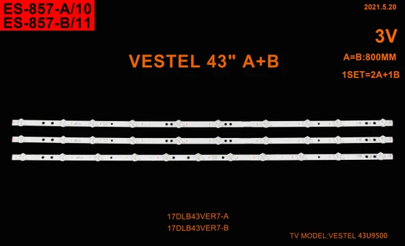 BM-222 (1X11LED 80CM - 2X10LED 80CM) VESTEL 43" RTL1038 VES430QNDB-2D-N41 & 43U2963DB & 43UD8200 & 43R7540U 17DLB43VER4-B ürün görseli 1