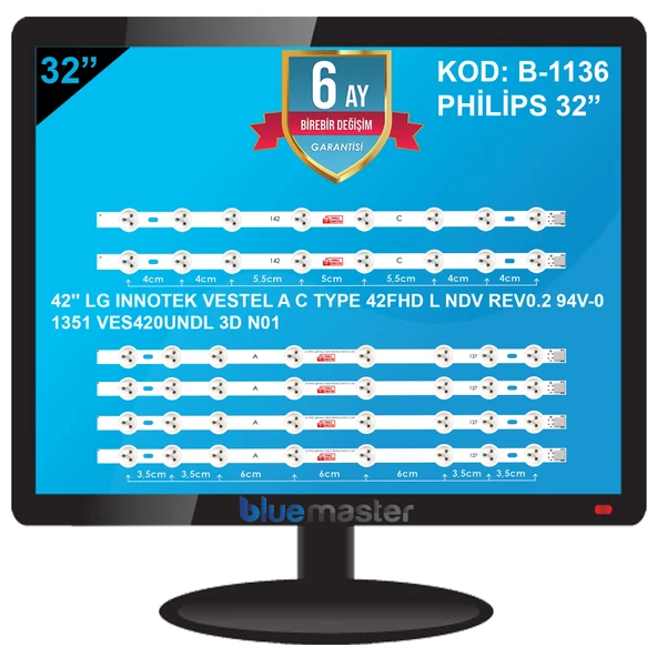 BM-6 (4X8LED - 2X8LED) VESTEL 42" B-127 RTL0127 42FHD-L NDV REV0.2 94V-0 1351 - Resim 2