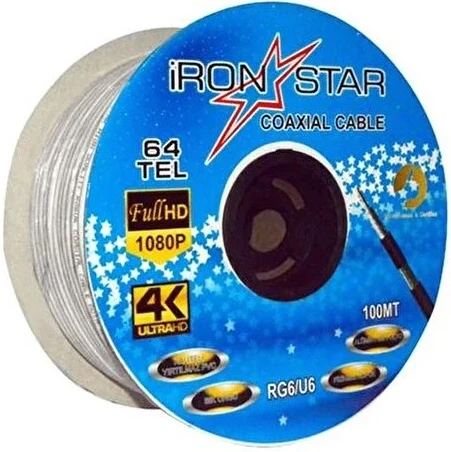 İRONSTAR 6401 RG6U4 64 TEL 100 METRE ANTEN KABLOSU 100MT TOPKABLO-W64